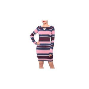 NWT PLANET GOLD Womens Body Con Above The Knee Dress Pink Crew Neck Juniors S
